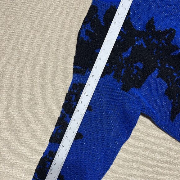 1990s Vintage Ellen D Kollection Women's Sweater Large Med Blue Lurex Mock Lg - Picture 9 of 12